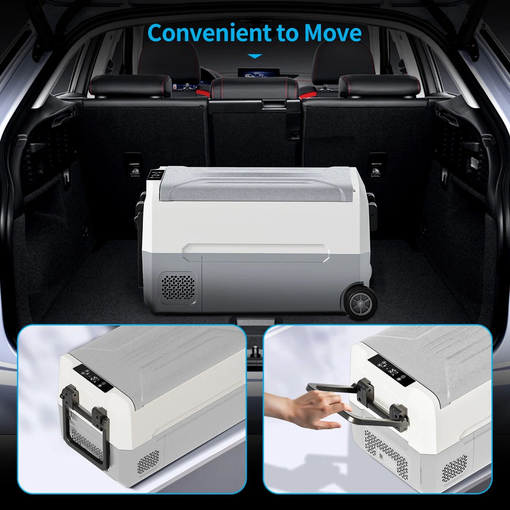 DISHUP Portable Car Refrigerator 12V, 53QT (50L), Dual Zone - Black