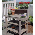 Outdoor Cedar Wood Potting Bench Garden Storage Table, 40L x 23W x 44.5H inches - Green