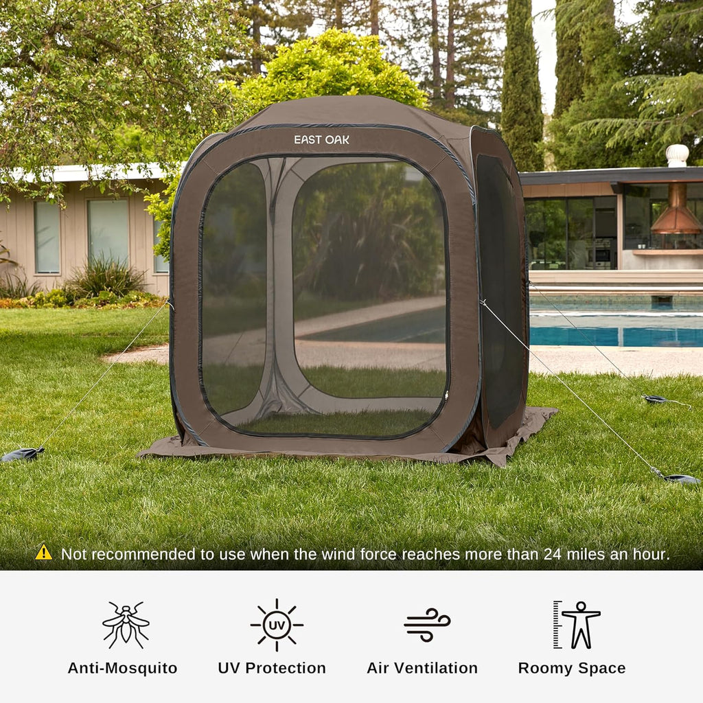 EAST OAK Pop-Up Screen House Tent 10 x 10 FT With Carry Bag