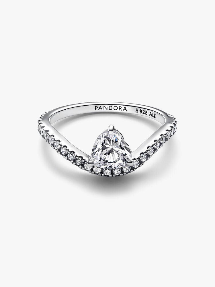 Wavy Pavé Heart Ring
