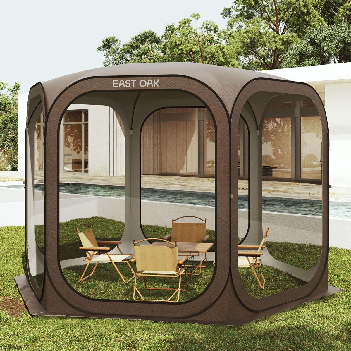 EAST OAK Pop-Up Screen House Tent 10 x 10 FT With Carry Bag