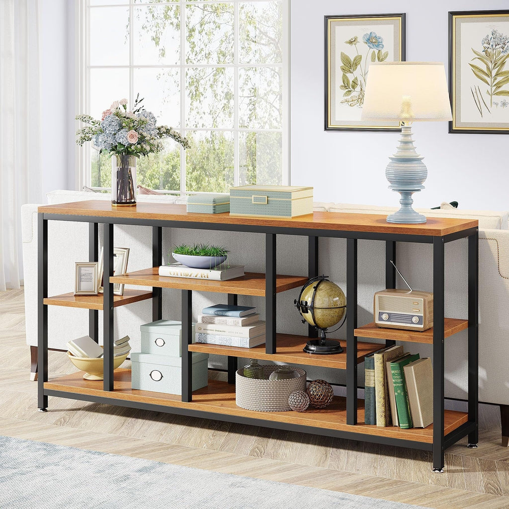 3-Tier Console Sofa Table With Storage, 70.9 Inch