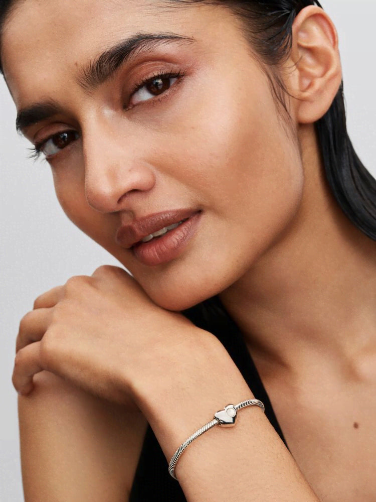 Engravable White Stone Heart Charm