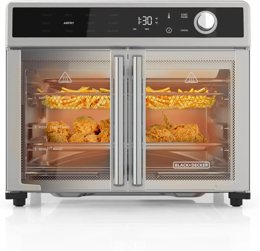 Crisp 'N Bake 12-in-1 Air Fryer Toaster Oven Combo, Stainless Steel - Crisp 'N Bake French Door Air Fry Toaster Oven