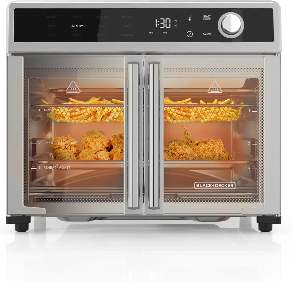 Crisp 'N Bake 12-in-1 Air Fryer Toaster Oven Combo, Stainless Steel - Crisp 'N Bake French Door Air Fry Toaster Oven