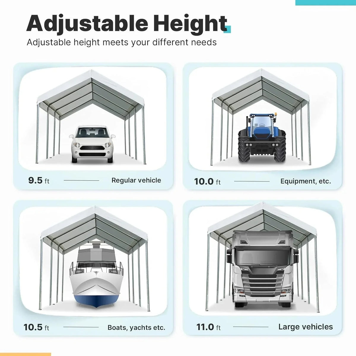ADVANCE OUTDOOR Heavy Duty Portable Carport 10x20 ft, Beige
