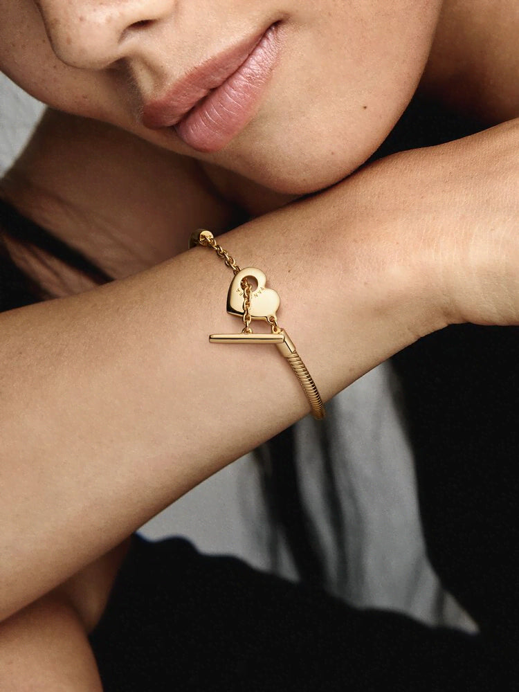 Pandora Moments Heart T-Bar Snake Chain Bracelet