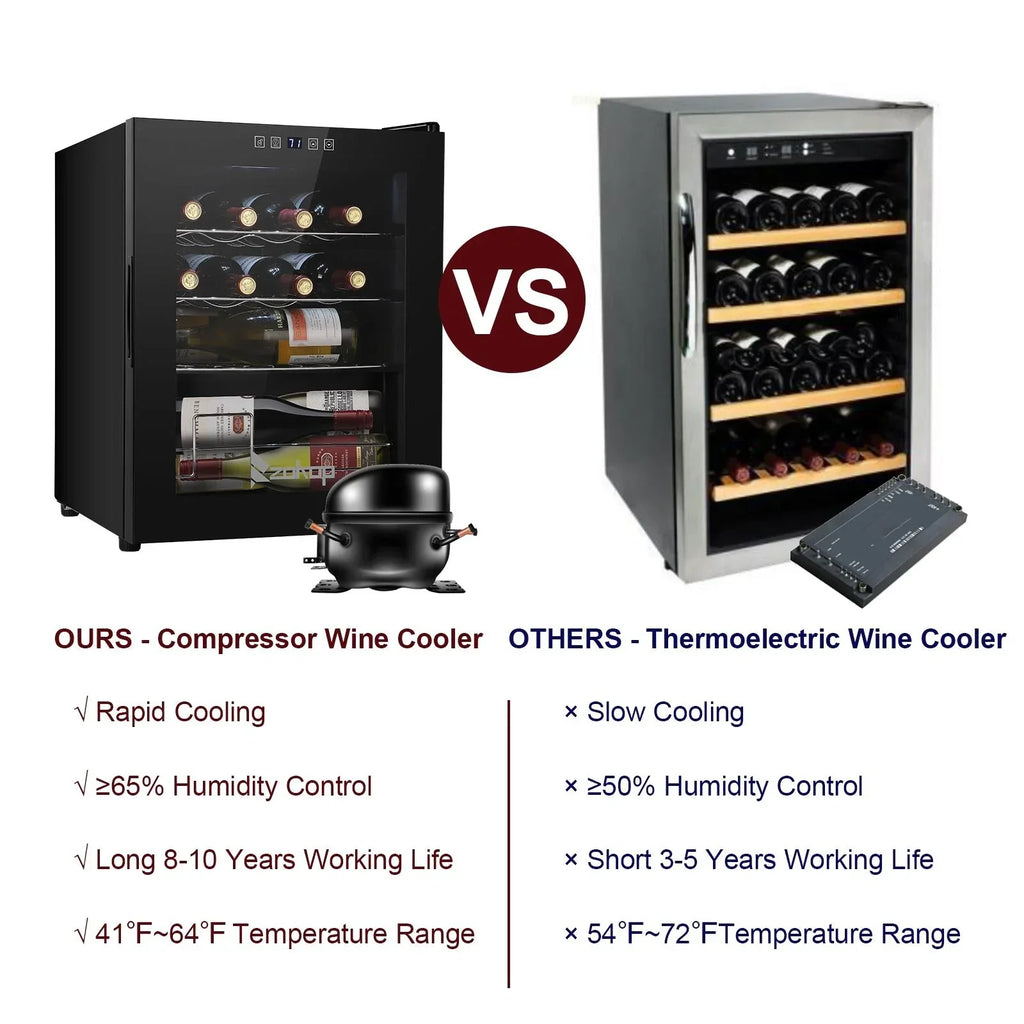 Zimtown 16 Bottle Compressor Wine Cooler Refrigerator, Black - Digital Temperature Control With Lock
