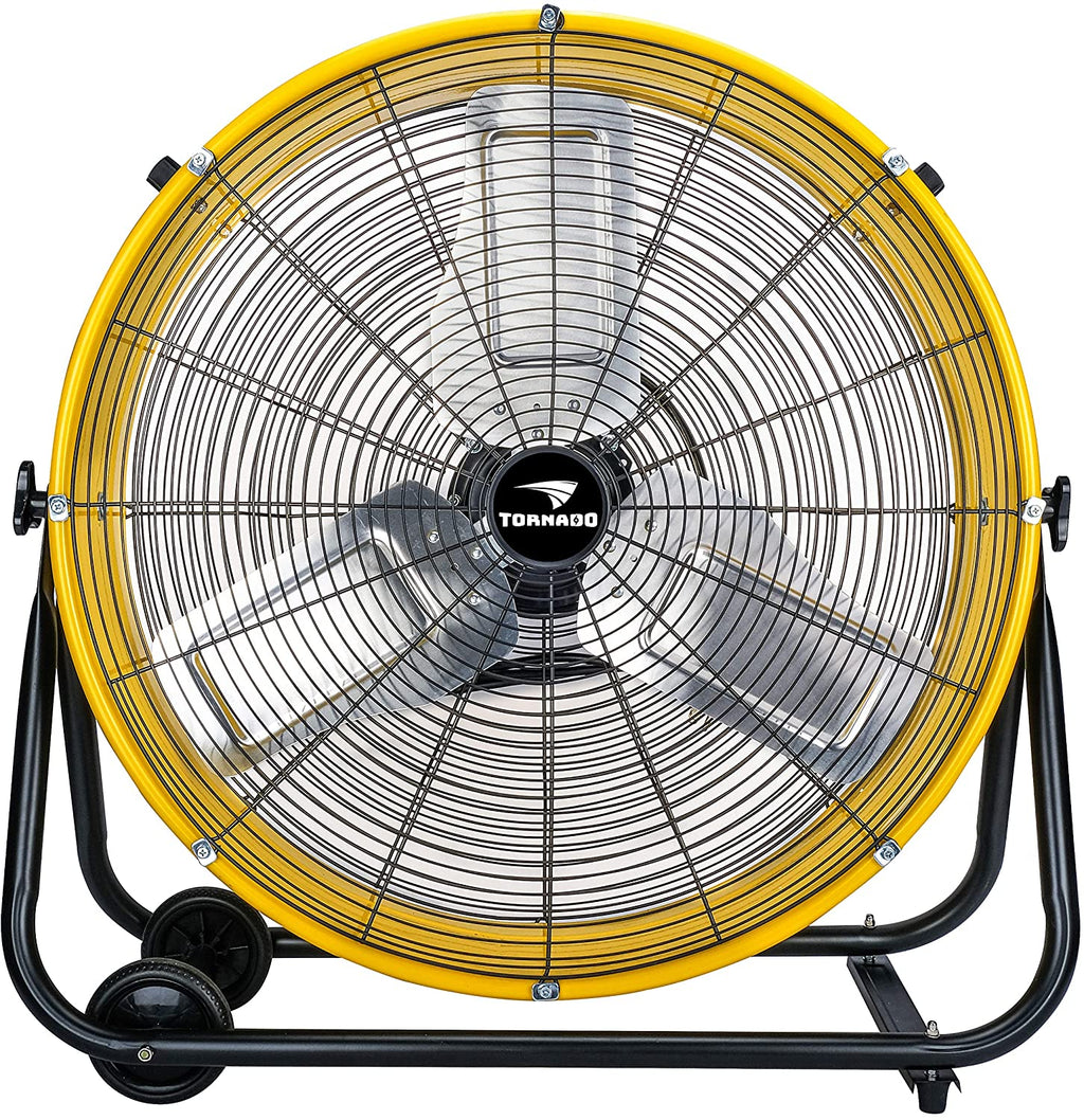 Tornado 24 Inch High Velocity 3-Speed Drum Air Circulator Fan, 7800 CFM, Yellow - HI-FAN-DRUM24-1P