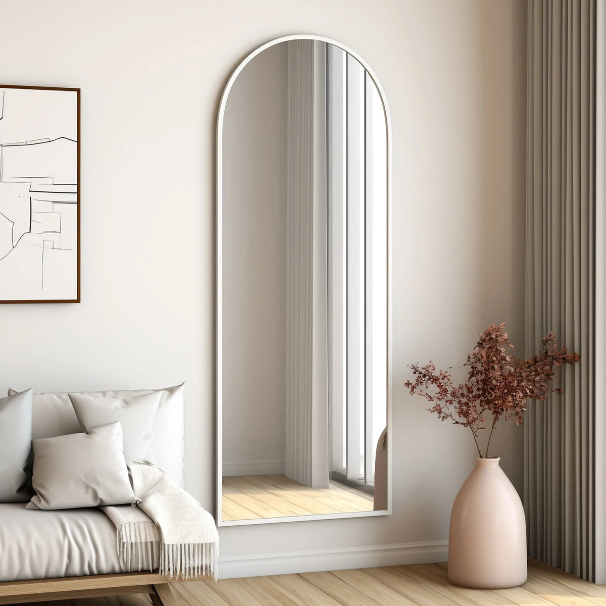 Arched Full-Length Floor Mirror - Standing And Wall-Mounted