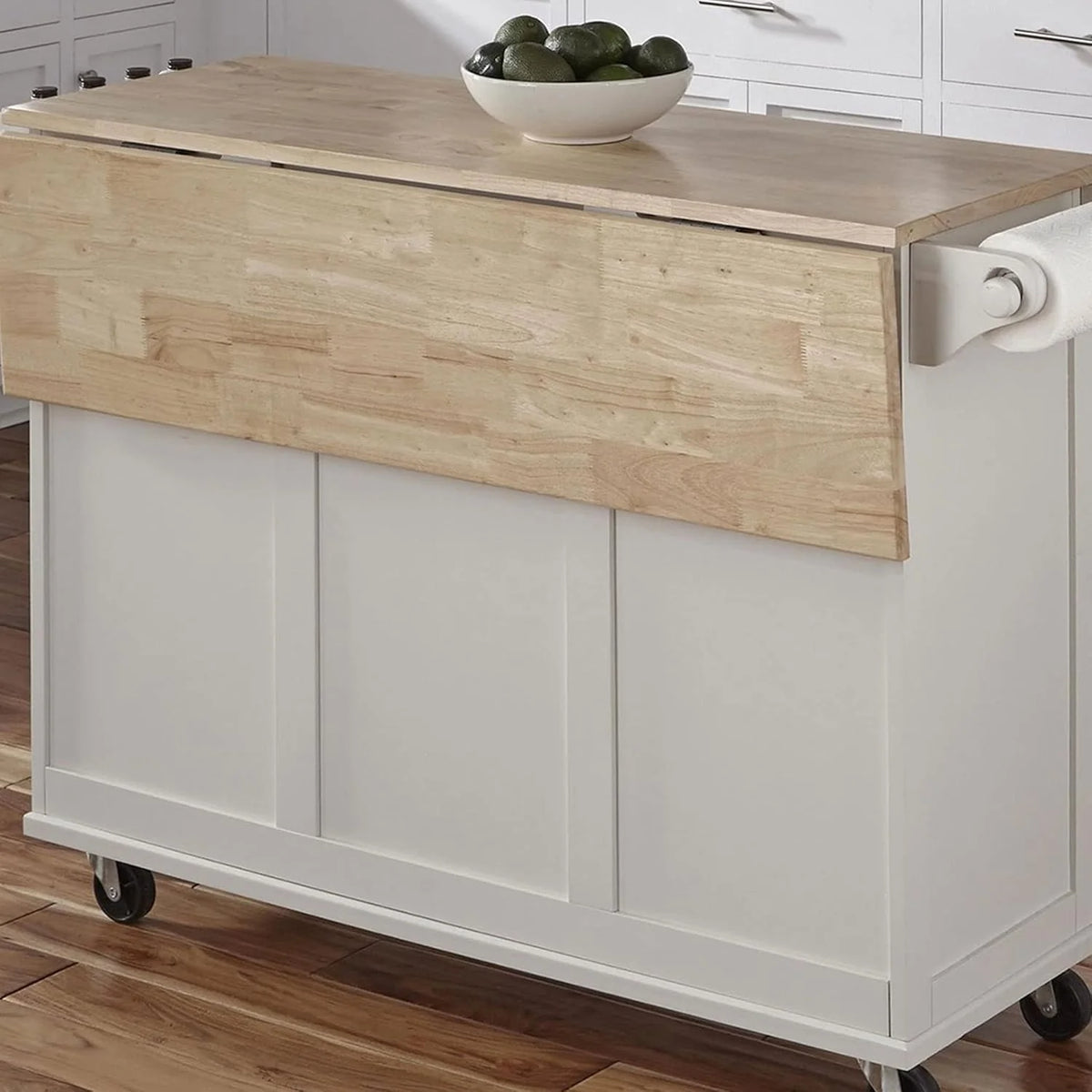 homestyles Dolly Madison Mobile Kitchen Island Cart, Soft White, 18in D x 53in W x 36in H