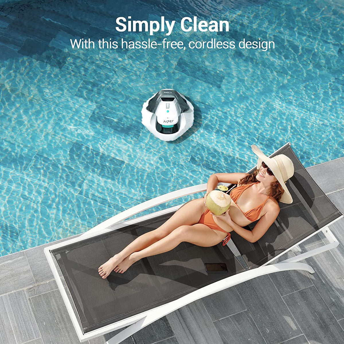AIPER Cordless Robotic Pool Cleaner With Dual-Drive Motors - Seagull 600