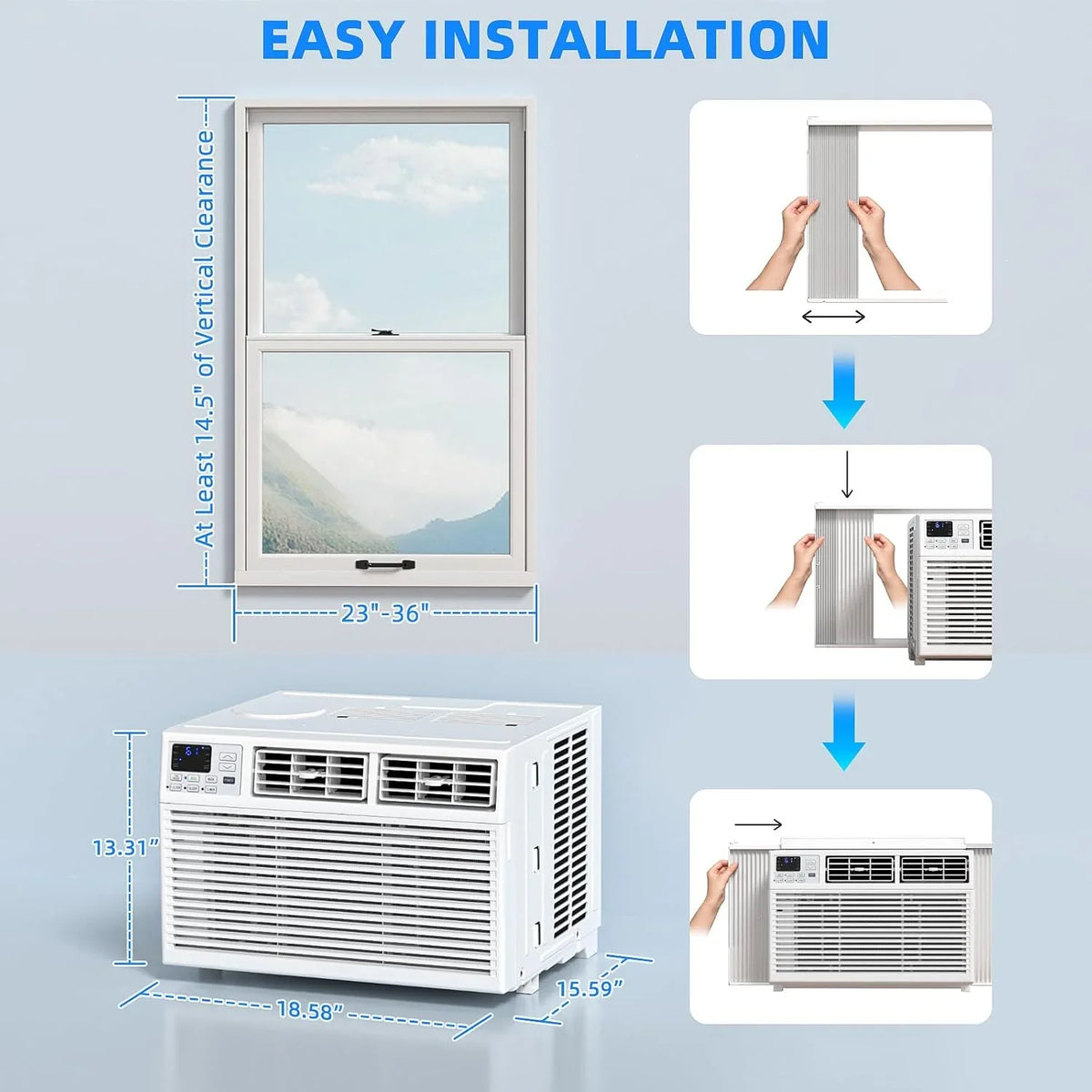 Antarctic Star U-Shaped Window Air Conditioner, 12,000 BTU, 115 Volts