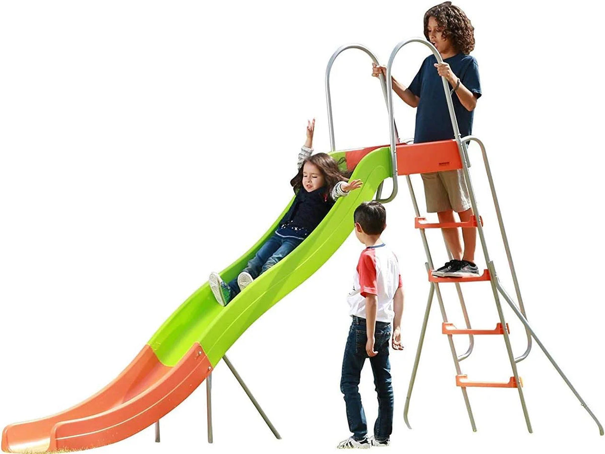 SLIDEWHIZZER Outdoor Playset Slide Climber, 10 ft, Orange Green - Kids Slide