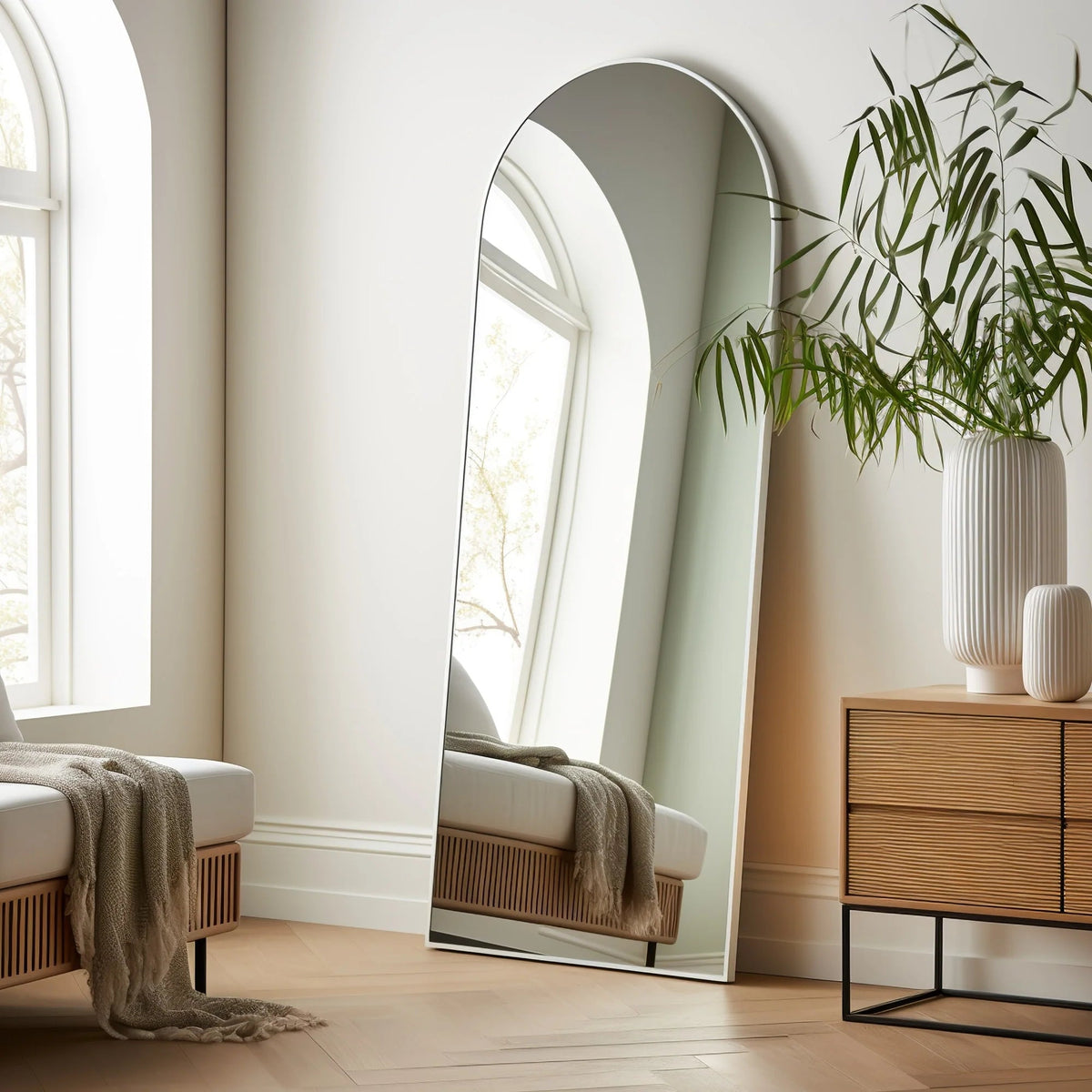 Arched Full-Length Floor Mirror - Standing And Wall-Mounted