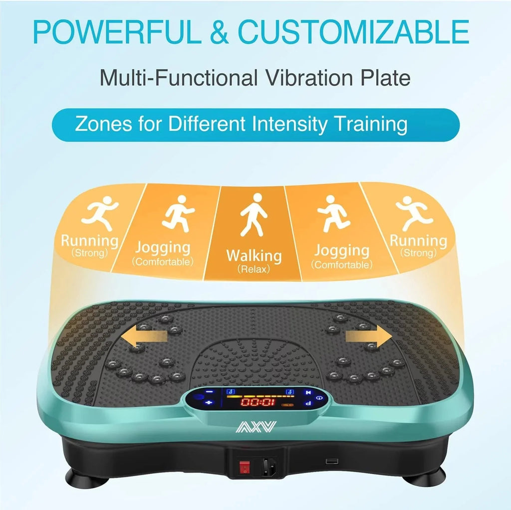 AXV Vibration Plate Fitness Platform, Gray, 2 Resistance Bands - Slim-Gray