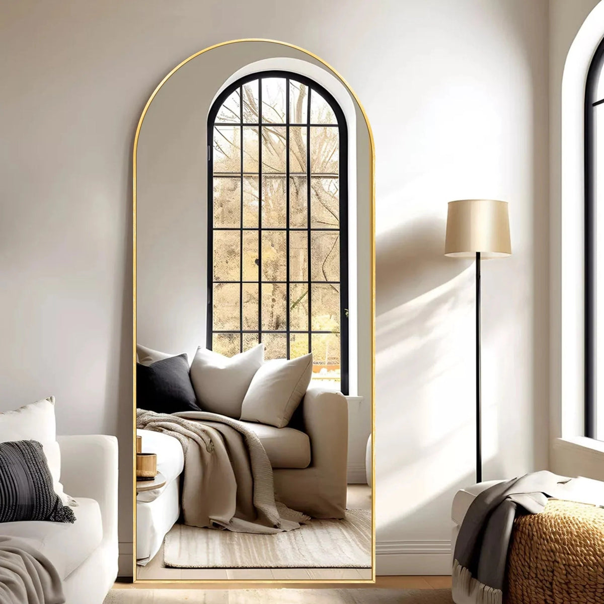 Arched Full Length Floor Mirror With Aluminum Alloy Frame - 65x22, 71x24, 71x28, 71x32