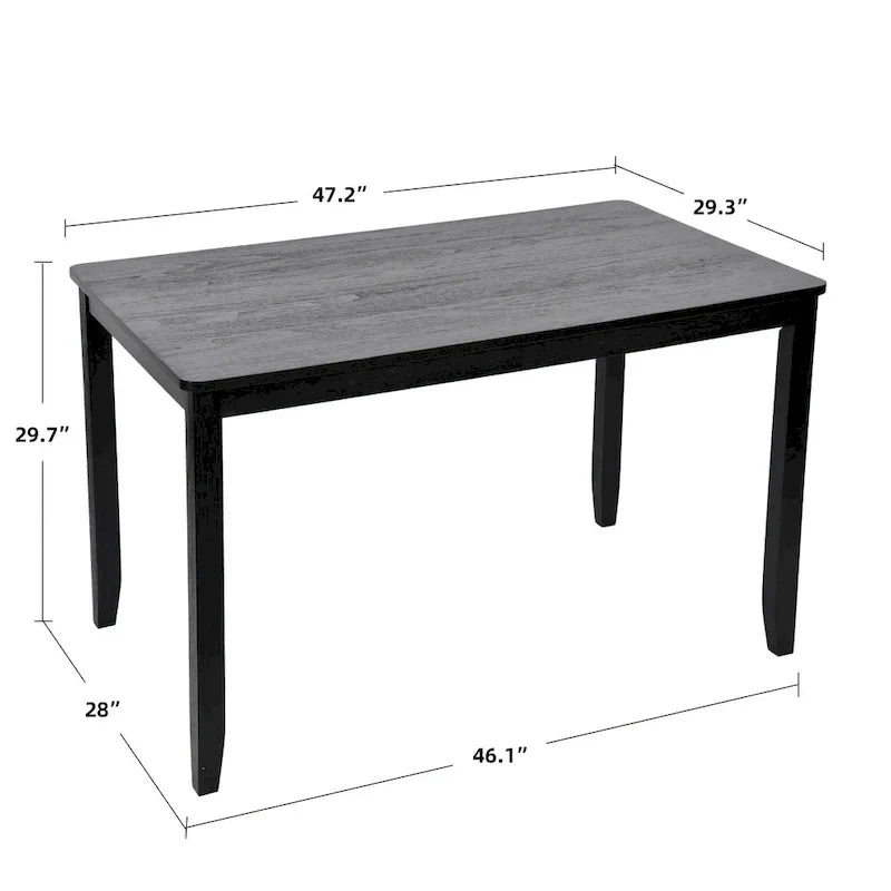 5-Piece Solid Wood Dining Table Set With 4 Slat Back Chairs - 47L