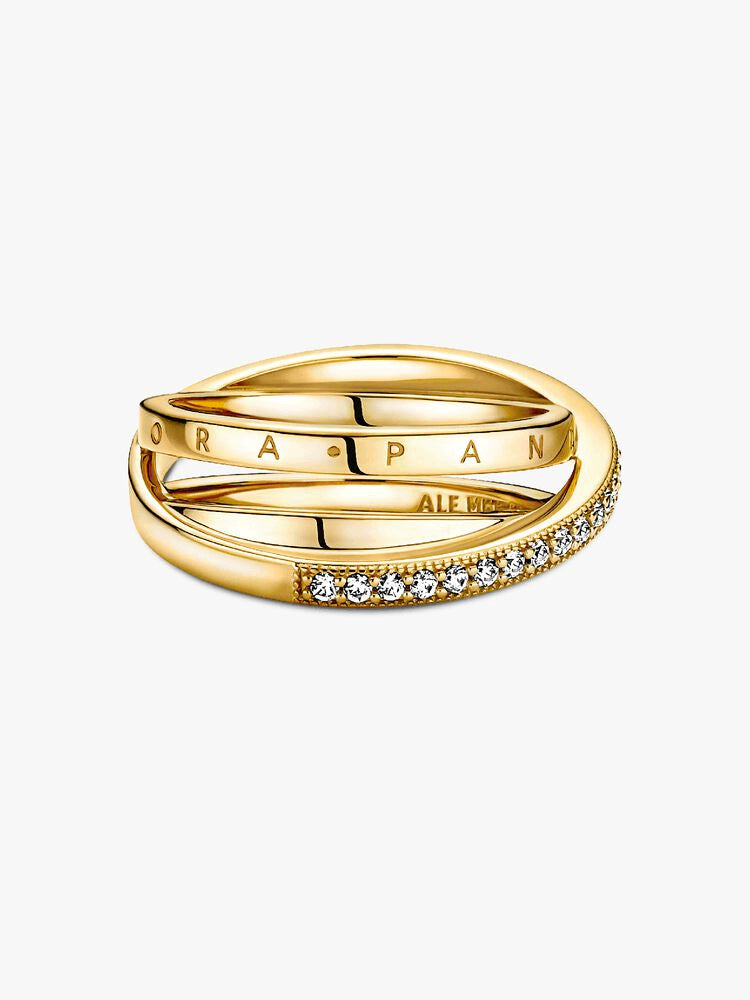 Crossover Pavé Triple Band Ring