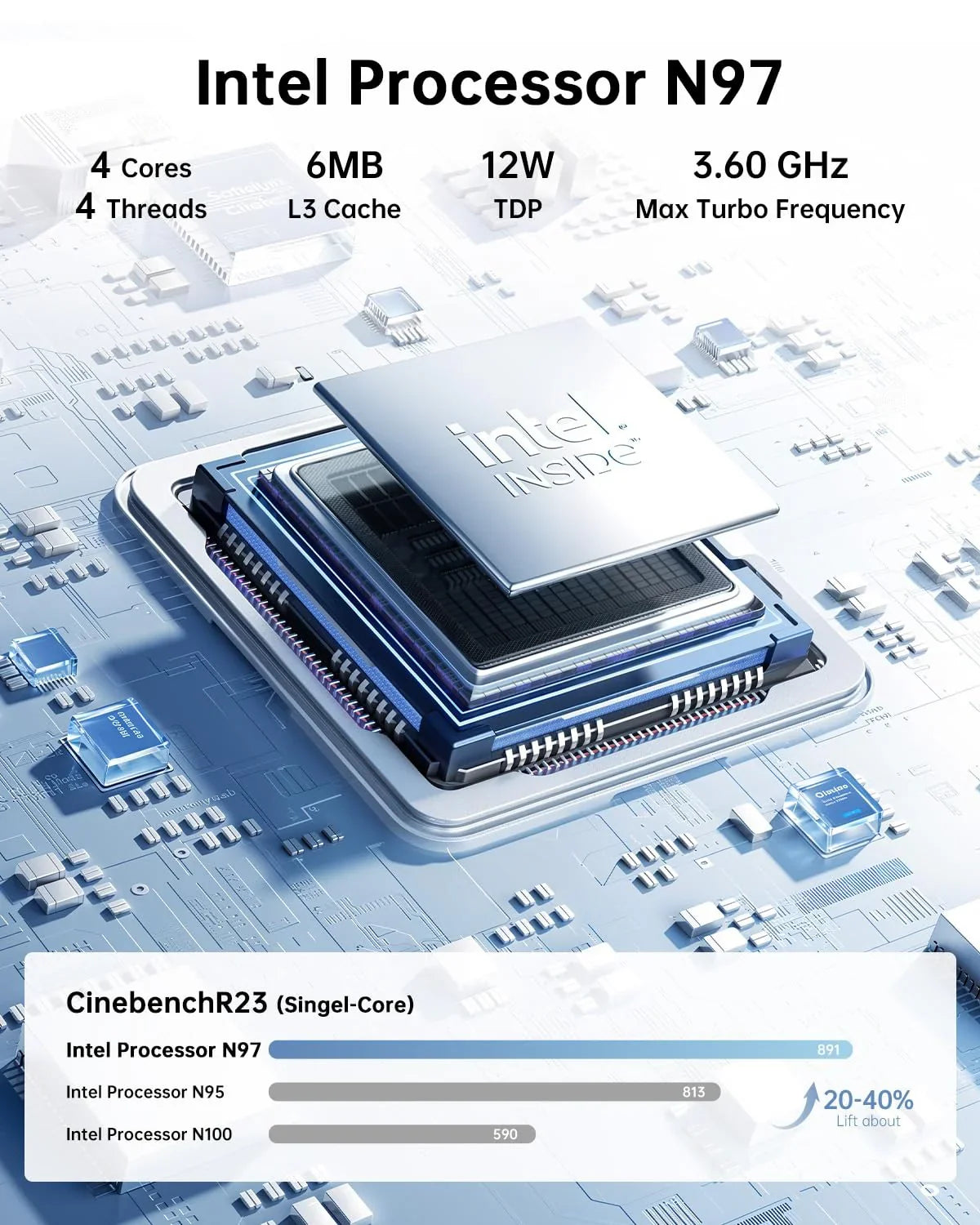 KAMRUI GK3Plus Mini PC 16GB RAM 512GB M.2 SSD - Intel Alder Lake N95