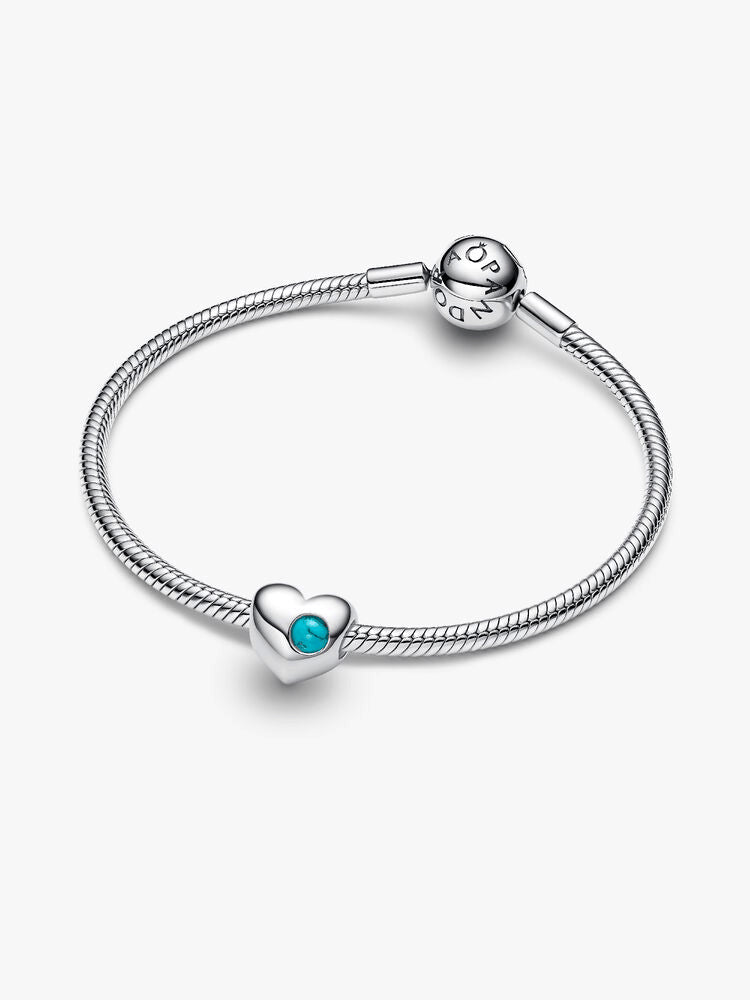Engravable Turquoise Blue Stone Heart Charm