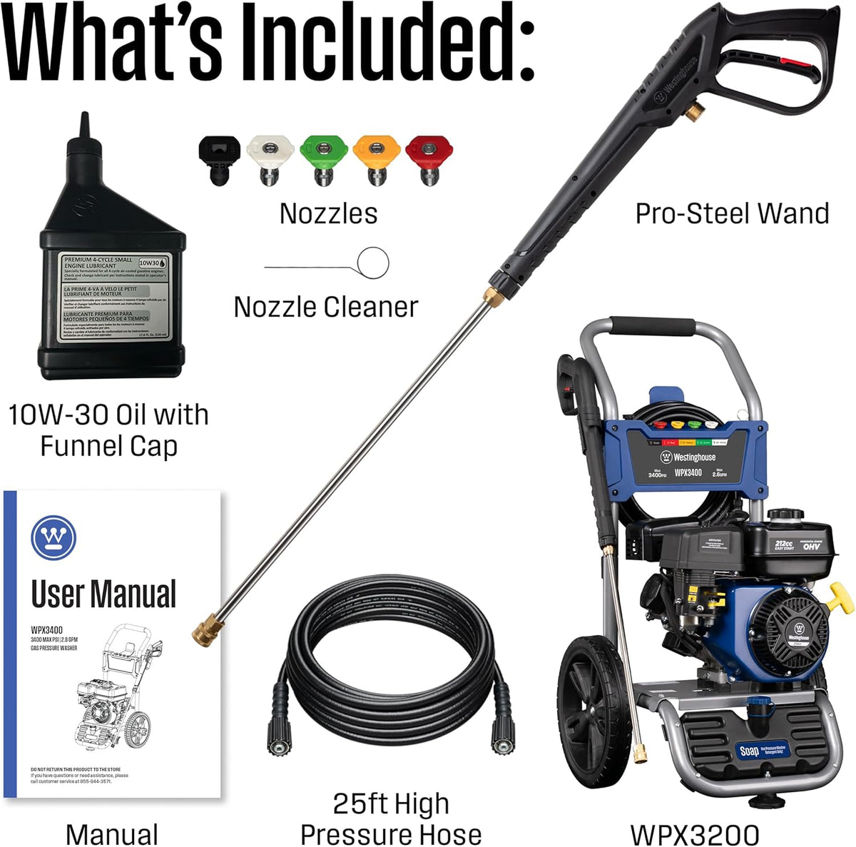 Westinghouse Gas Pressure Washer 3400 PSI 2.6 Max GPM - WPX3400