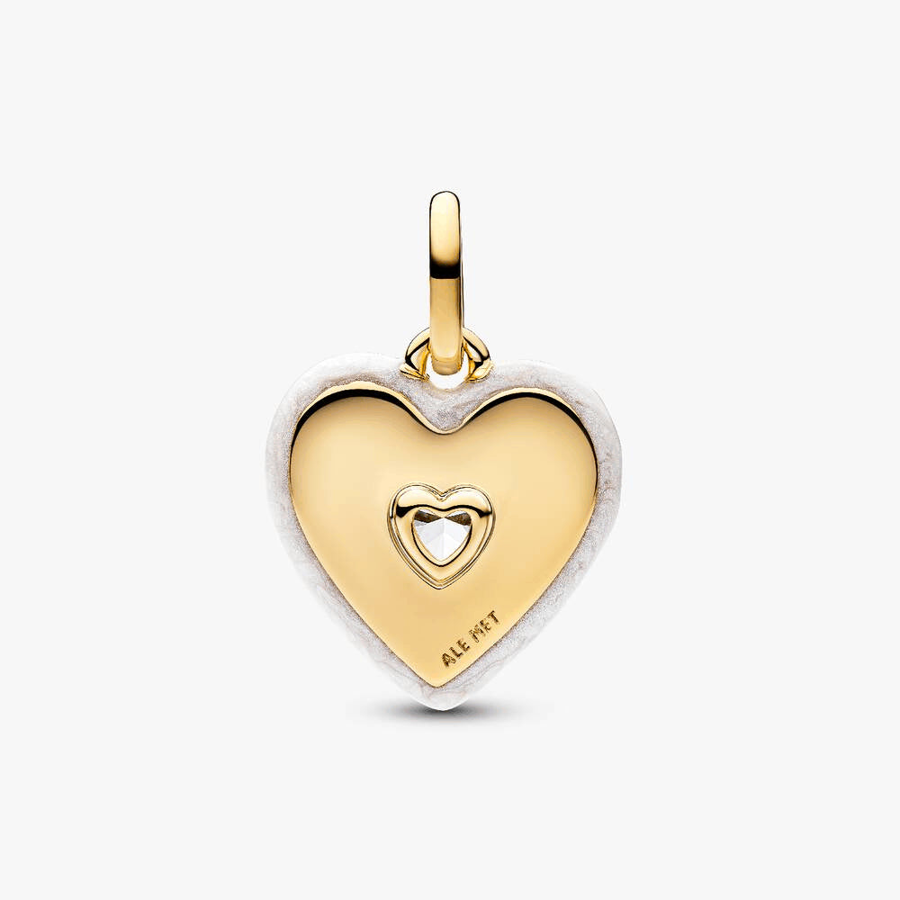 Radiating White Heart Medallion Charm