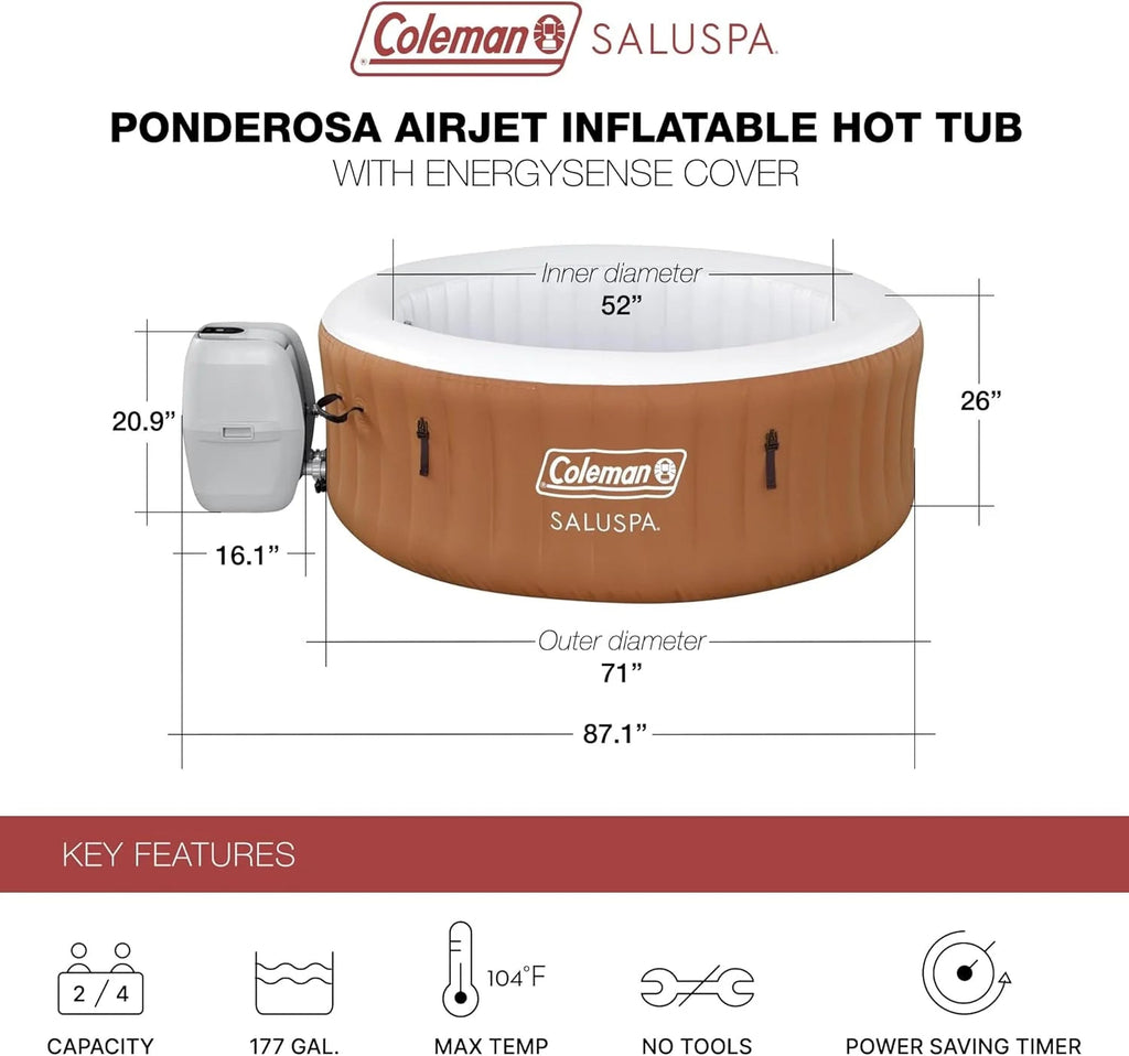 2-4 Person Inflatable Hot Tub With 120 Air Jets And Insulated Cover
