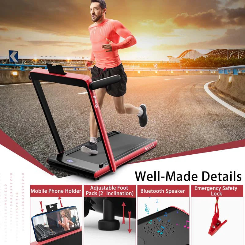 GYMAX 2-in-1 Folding Under Desk Treadmill With Speaker, App And Remote Control - 2.5HP