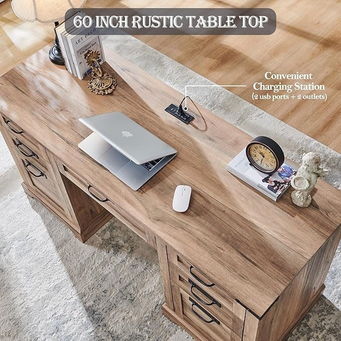 60' Farmhouse Wood Executive Computer Desk - 22'D x 60'W x 30'H