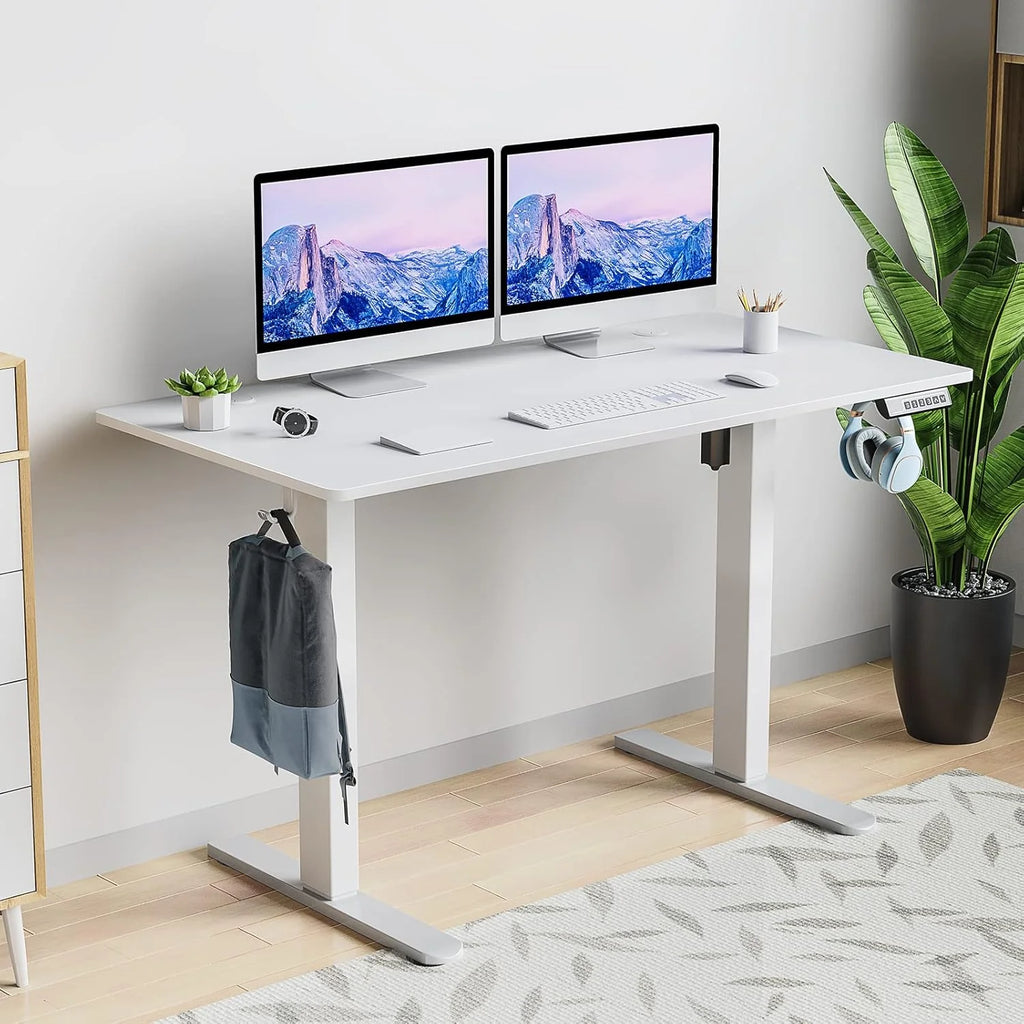 Electric Standing Desk 48 x 24 Inch Adjustable Height White With 3 Memory Controller