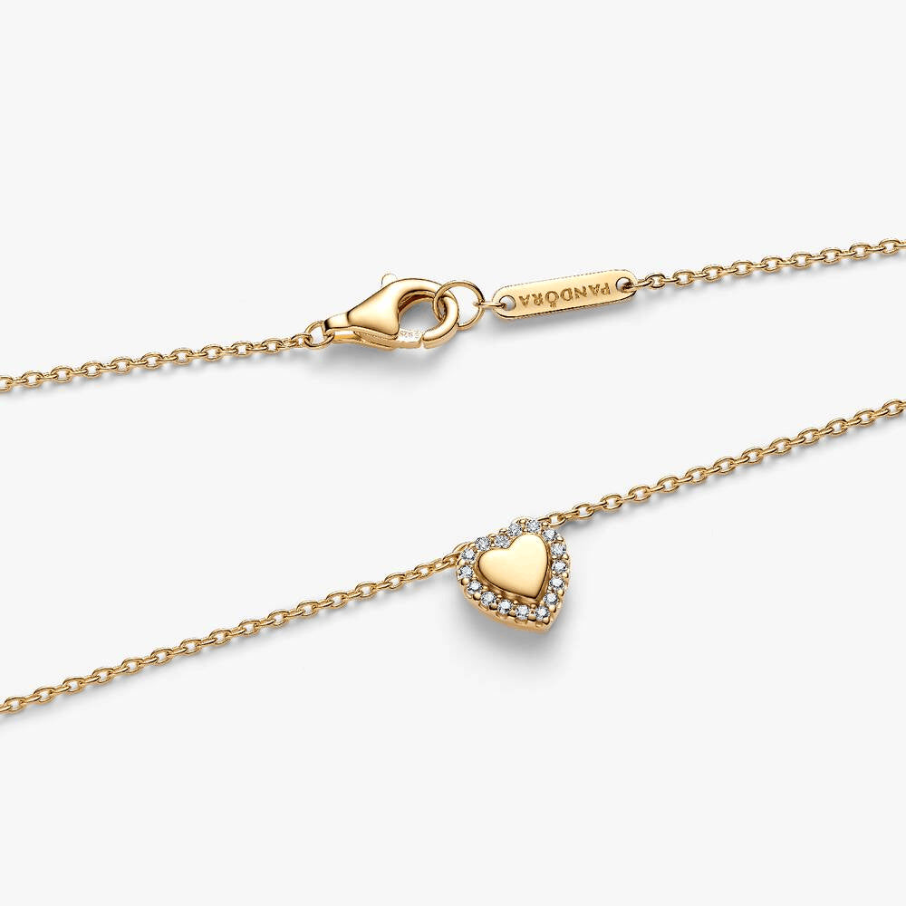 Engravable Heart Halo Collier Necklace