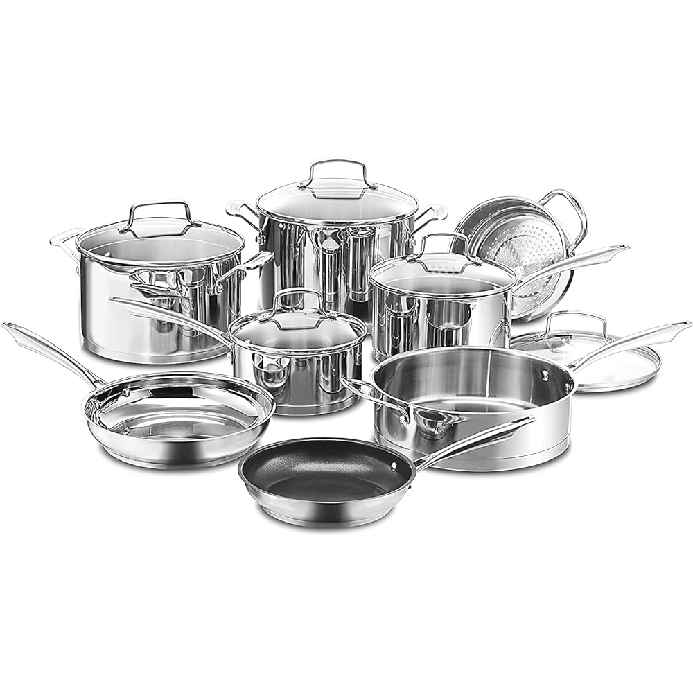 Cuisinart 13-Piece Stainless Steel Cookware Set, Silver - 89-13