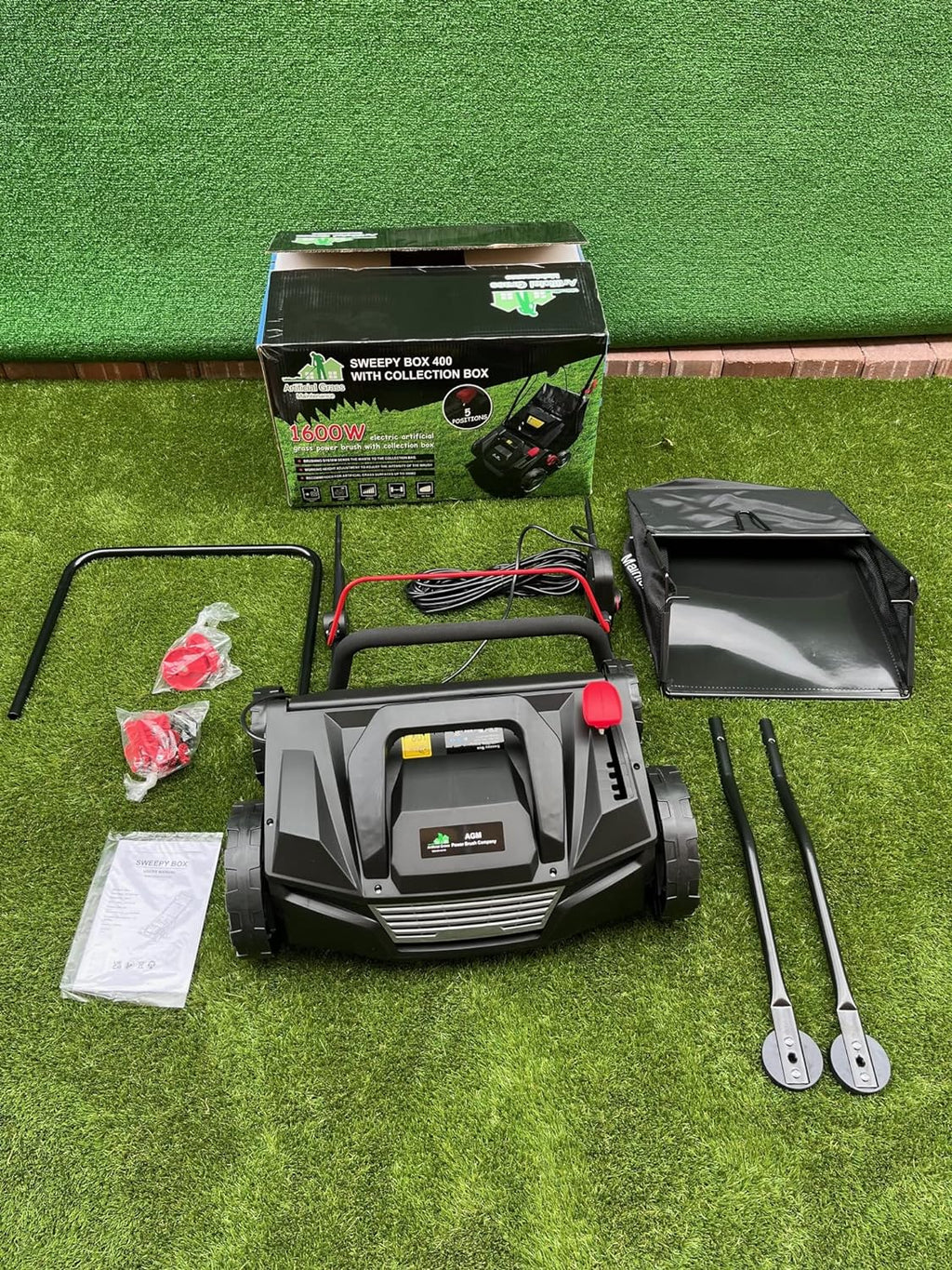 Forever Green Lawns Limited Artificial Turf Power Brush Sweeper, 50 L, 380mm, 110 Volts - Sweepy Box USA