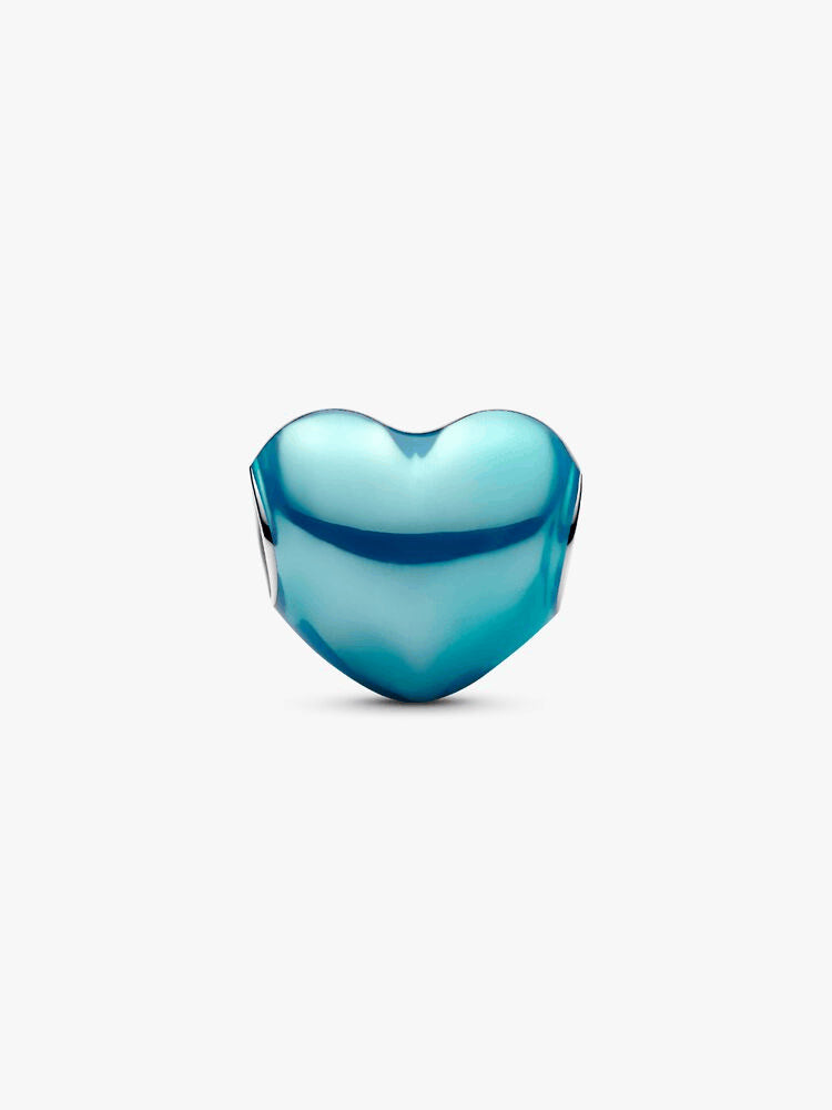 Metallic Sky Blue Heart Charm