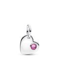 Engravable Heart Pink Stone Dangle Charm