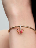 Pink & Yellow Murano Glass Butterfly Dangle Charm