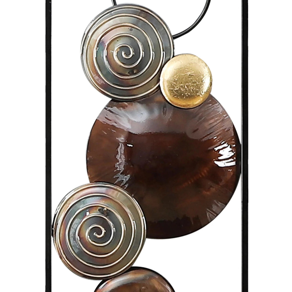 Metal Wall Decor Set, Gold And Brown, 2 Panels, 36.1 in H x 11.8 in W x 1.4 in D