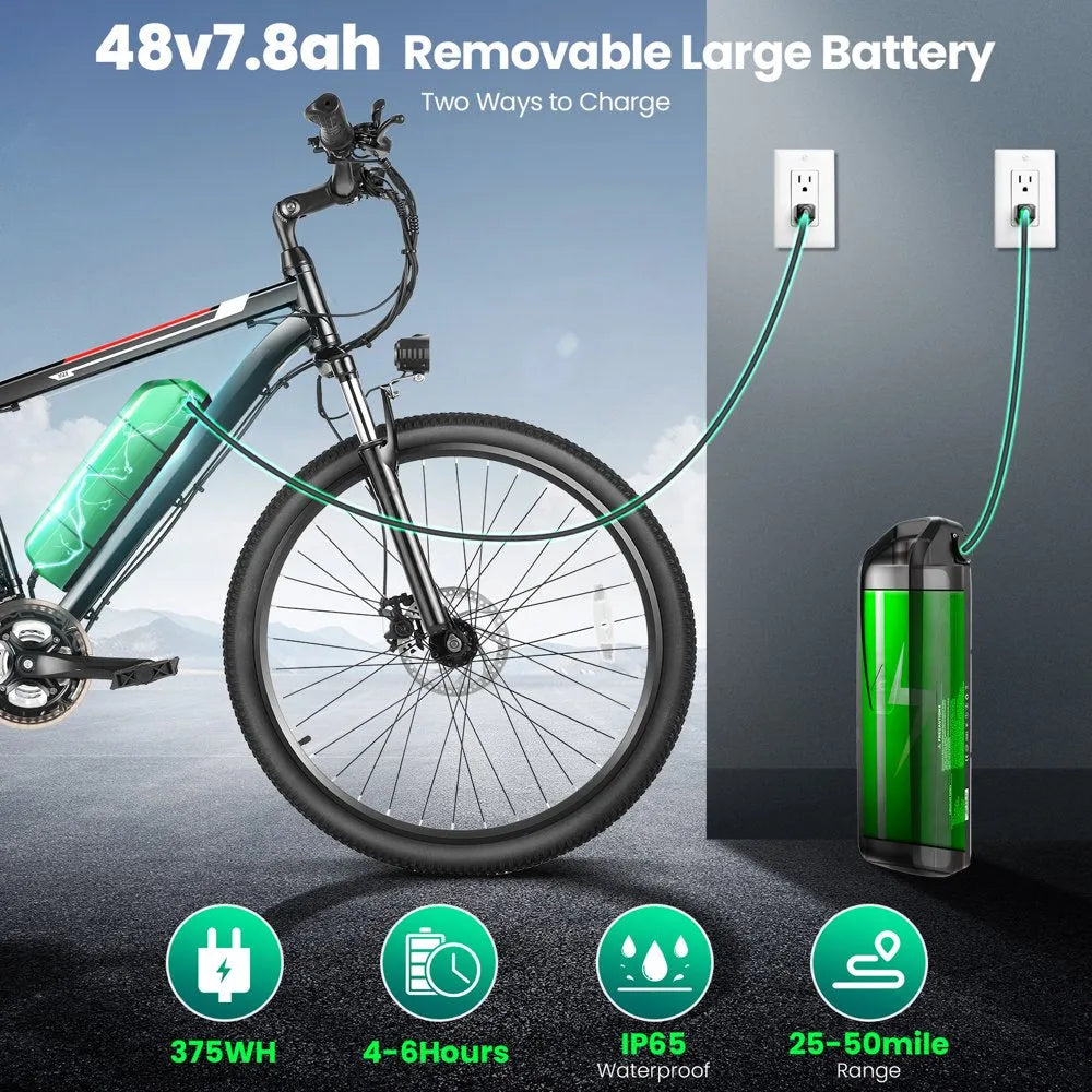 Electric Bicycle for Adults 500W 26-Inch with Cruise Control