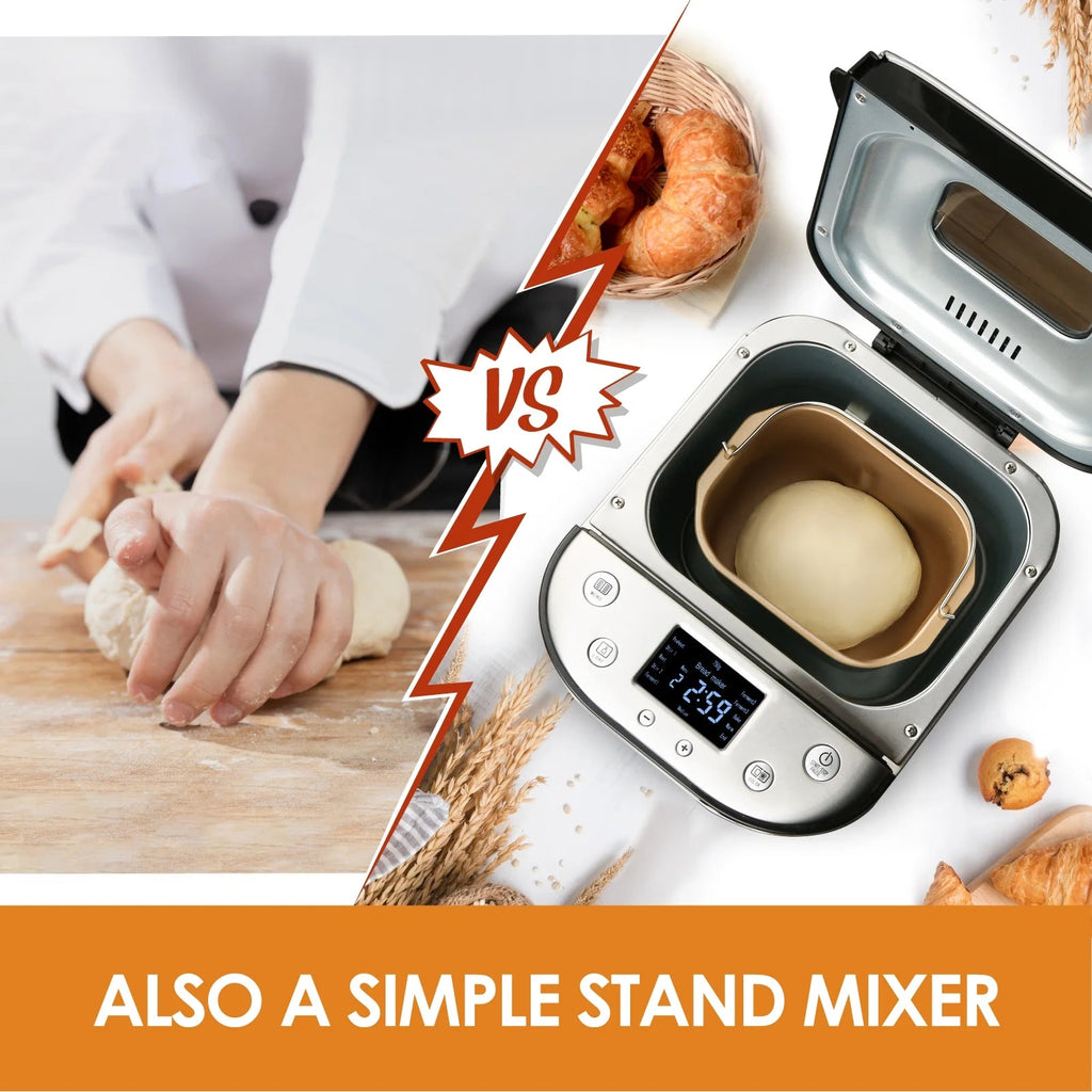 Kitchen in the box 15-in-1 Bread Machine, 2LB Stainless Steel, Silver