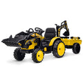 3-in-1 24V Electric Ride-On Tractor With Excavator And Bulldozer - Bright Yellow