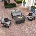 Martha Stewart Metal 4-Person Seating Group With Cushions And Propane Fire Pit - 15PKCR-LAK404-GR1GE
