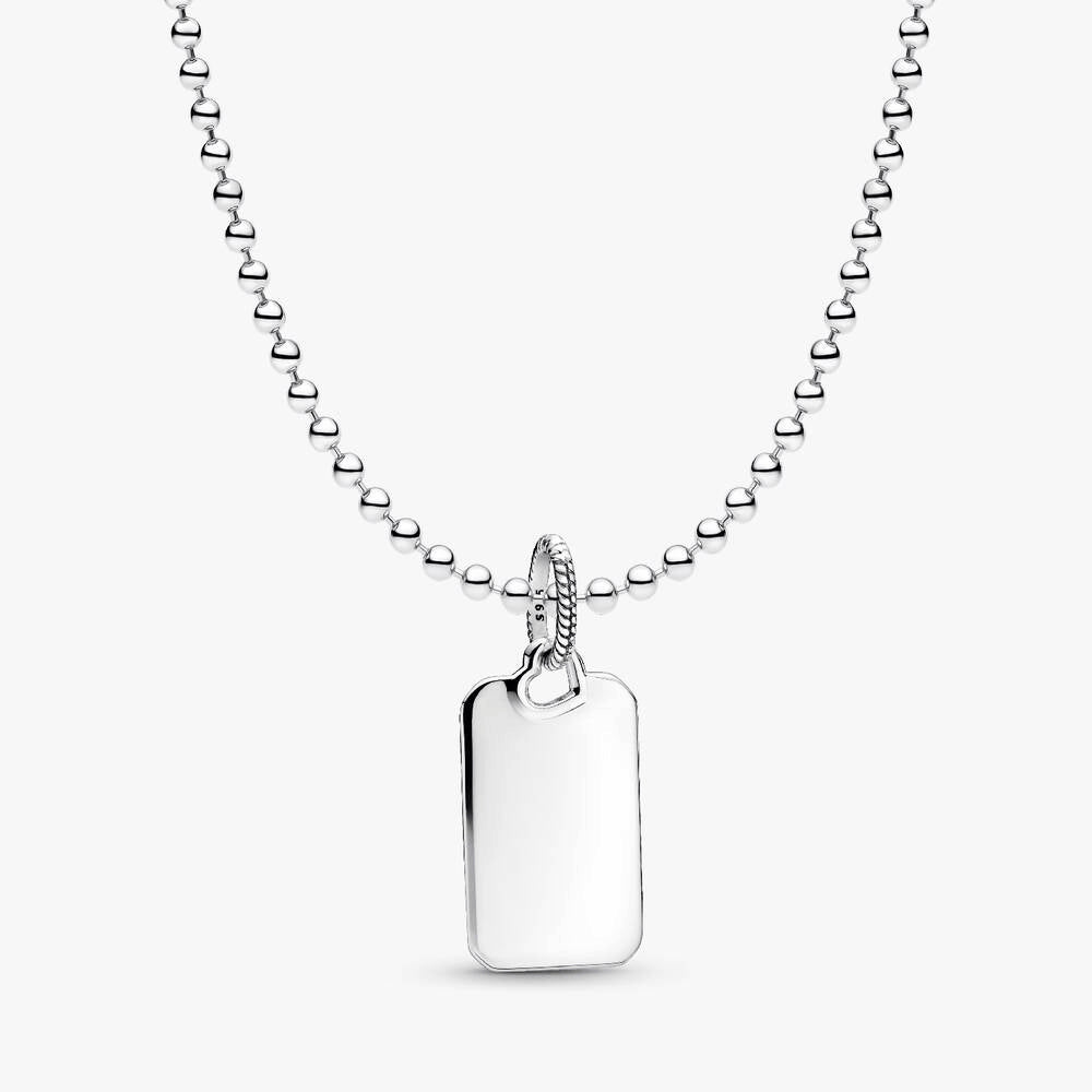 Engravable Rectangular Dog Tag Necklace