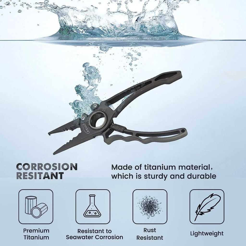 RXLUY Titanium Fishing Pliers With Tungsten Cutters, 7.49 in, 0.34 lb