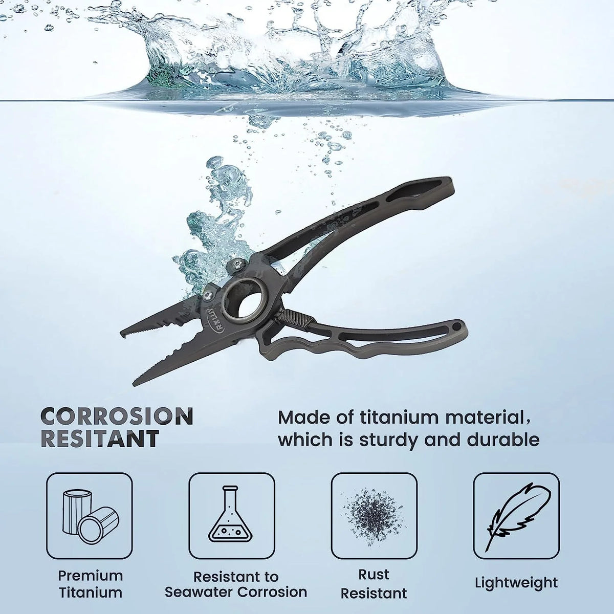 RXLUY Titanium Fishing Pliers With Tungsten Cutters, 7.49 in, 0.34 lb