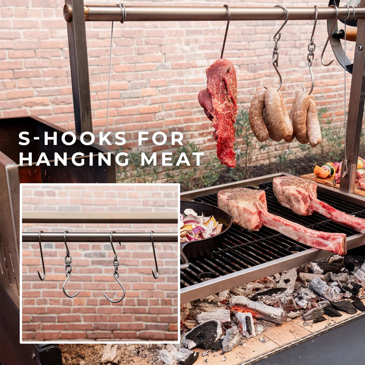 Backyard Discovery Argentine Santa Maria XL Wood Fire & Charcoal Steel Grill, 723 Square Inch - Asado Clamp