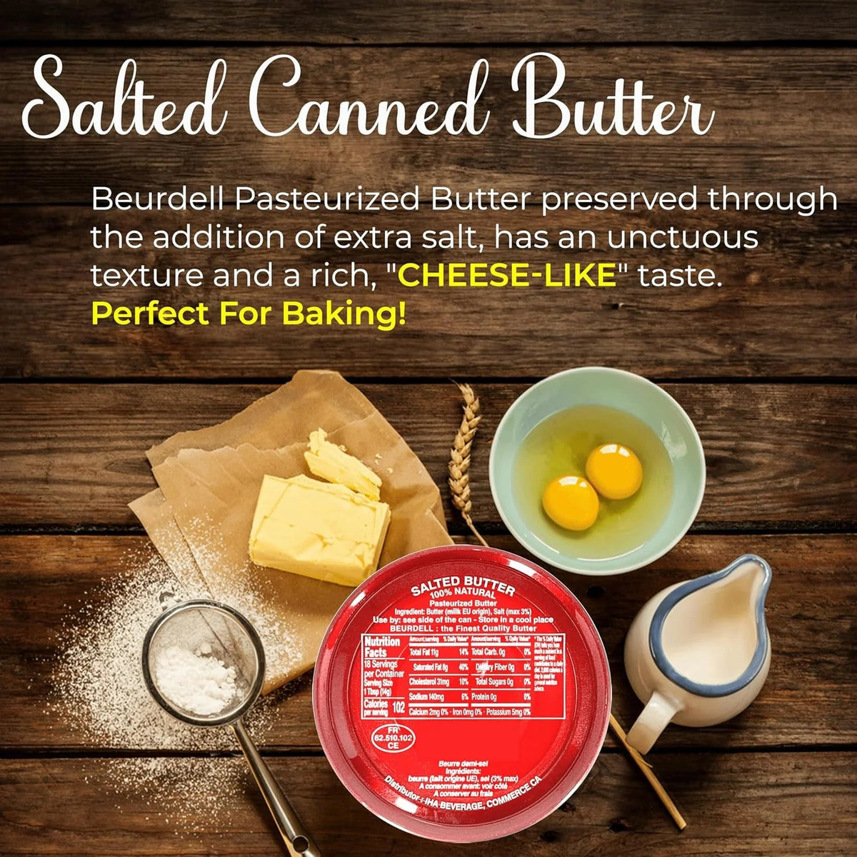 Beurdell Canned Salted Pasteurized French Butter, Pack Of 24