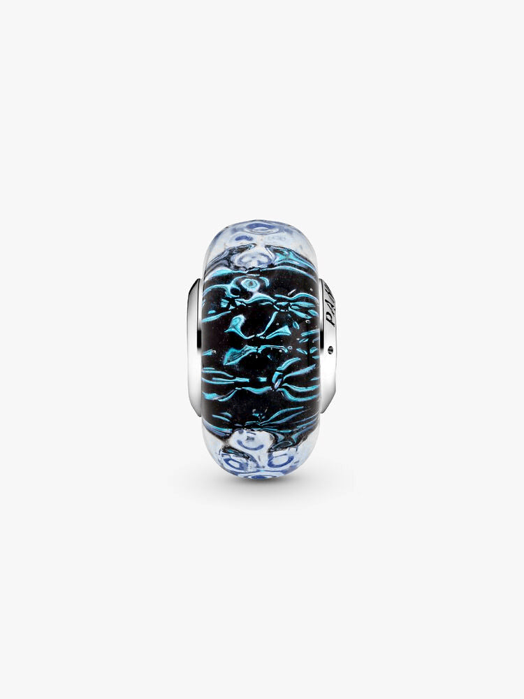 Wavy Dark Blue Murano Glass Ocean Charm