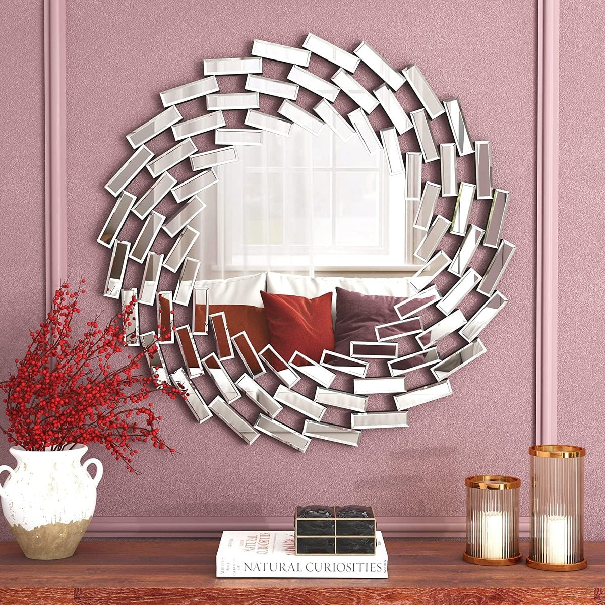 Round Spiral Sunburst Decorative Wall Mirror