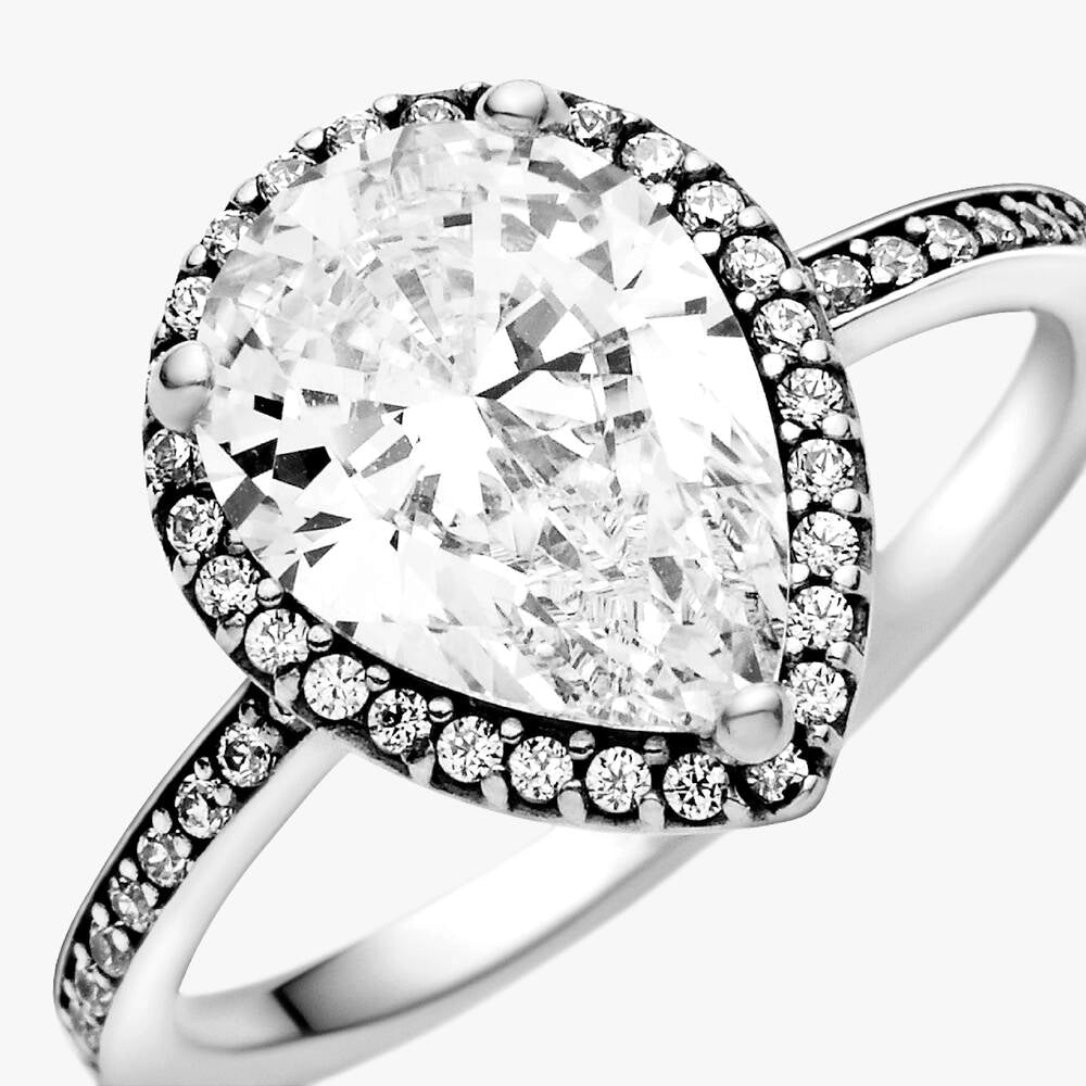 FINAL SALE - Sparkling Teardrop Halo Ring